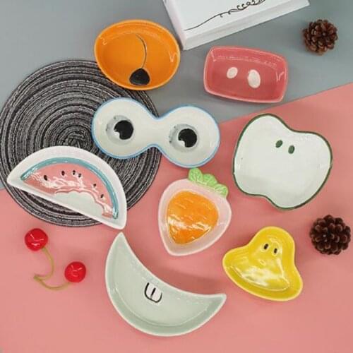 Household Ceramic Dish Tableware Fruit Animal Cute Pet Shape Sauce Dish Seasoned Bowl Vinegar Taste Board Snack Plate Ktichen