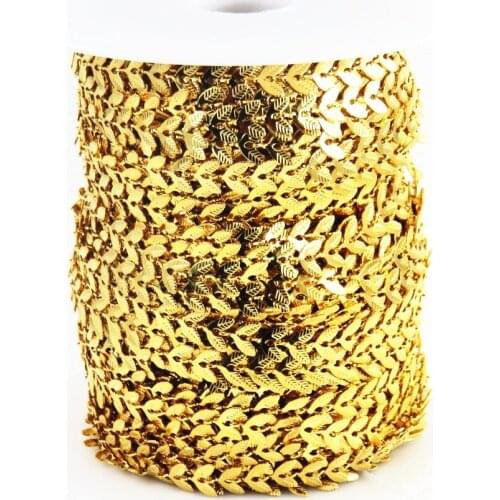 1meter 6.5mm Gold-color Stainless Steel Plane Fish Bone Chains Findings DIY Jewelry Making Necklace Bracelet