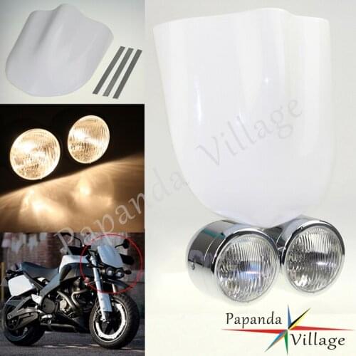 H4 Dirt Bike Motorcycle Twin Headlight w/ Whinscreen For XT WR YZ TTR XJR EXC KLX450 KLX250 XR230 250 CRF150 250 XRF450 CB600 90