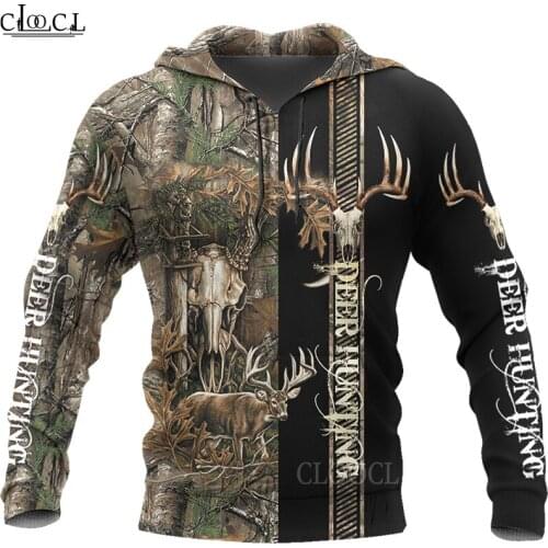 HX Newest Popular Animal Deer Hunting 3D Print Hoodie Men Tracksuit Autumn Long Sleeve Pullover Fashion Tops Drop Shipping