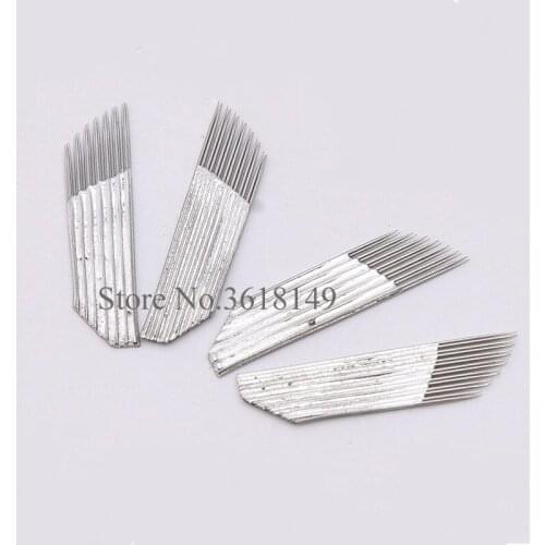 50 PCS 7 X 3R Needles Permanent Makeup 3D Eyebrow Tattoo Manual Microblading Blade Disposable Sterilized Round Pins