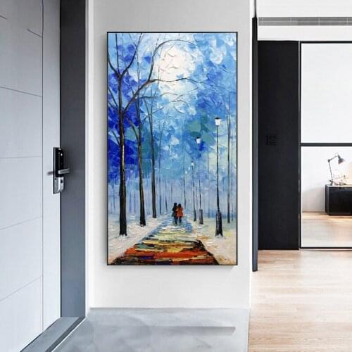 Love Bang Original hand-painted Oil Painting Scenery Modern Scandinavian Style Vertical Version Entrance Hallway Hallway Mural S