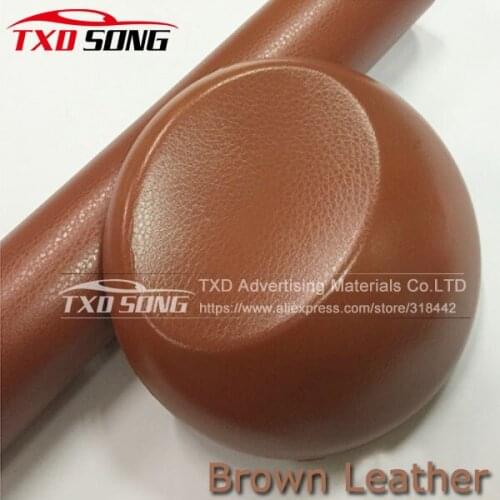 Brown Leather Pattern PVC Adhesive Vinyl Film Stickers For Auto Car Body Internal Decoration Vinyl Wrap 10/20/30/40/50/60x152CM