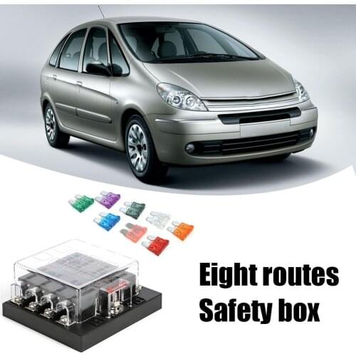 PBT Body + PC Waterproof and Dustproof Cover 8 Way Car Circuit Standard Fuse Block Car Fuse Holder with Transparent Cover