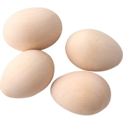 63Mm 12Pc Large Wooden Eggs Shape Diy Unfinished Wood Egg Handmade Bottom Wooden Teething Toys Nurse Gifts Baby Teether