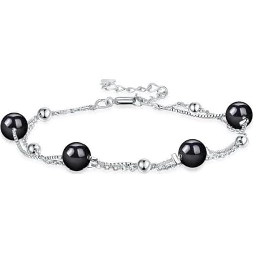 Trendy Gold Bracelets For Women Pearl Accessories Female Fashion 925 Sterling Silver Bracelet Girl Jewelry Double Layer Bracelet