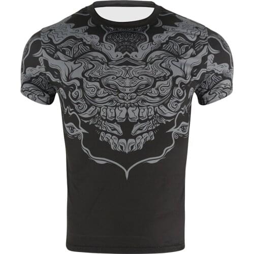 Men Black Bull Breathable Tight Running Sport Shirt Fitness Bodybuilding Gym Shirt Compression Outdoor Sports Training Clothing