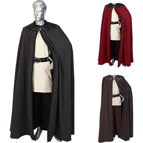 Adult Men Costume Larp Medieval Knight Maxi Cloak Cape Warrior Viking Cos Robe For Men Long Shawl Cape Cosplay Clothing