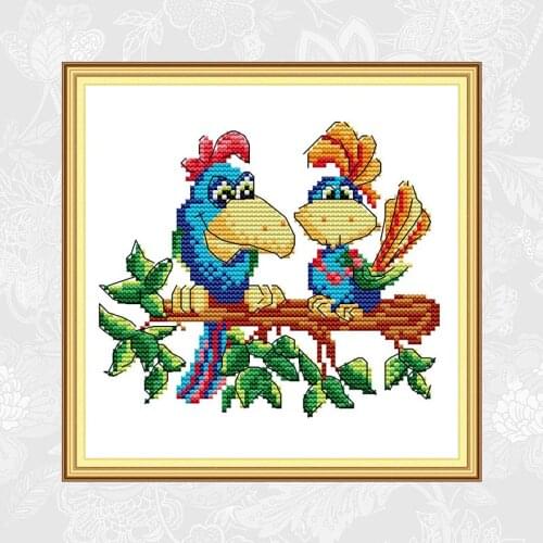 Two parrots Cross Stitch Patterns Counted Printed Canvas DMC Chinese Embroidery Set DIY Handmade Cross-stitch kits