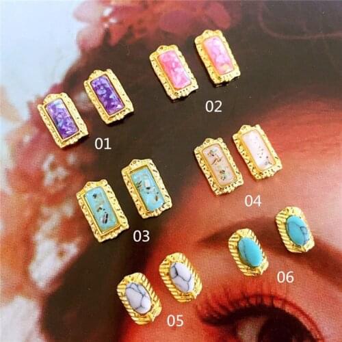 New 20pcs metal base shell crystal gemstone high shinning resin drill nail art rhinestone charms 3D alloy nail art jewelry