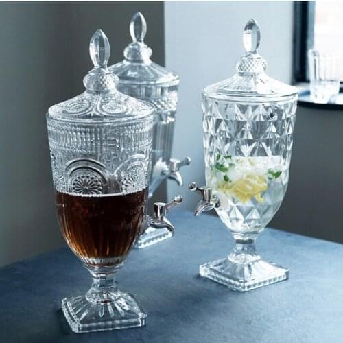 NEW Crystal Glass Mason Jar Alcoholic beverages Jars Relief pattern Drinks Juice Bottles 2L