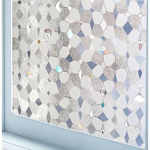 Window Film Privacy 3D Decorative Glass Window Clings Removable Stained Glass Window Decals Rainbow Effect Non-Adhesive Anti UV