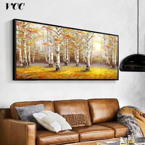 Autumn Themed Tree Picture For Wall Art Print On Canvas Painting Wall Pictures For Living Room Poster And Print