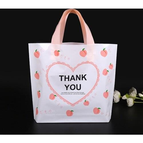 50pc Pink Peach Plastic Shopping Packaging Gift Bags For Cake Clothes Supplies Stroage Organizer Wedding Party Favor Jewelry Bag