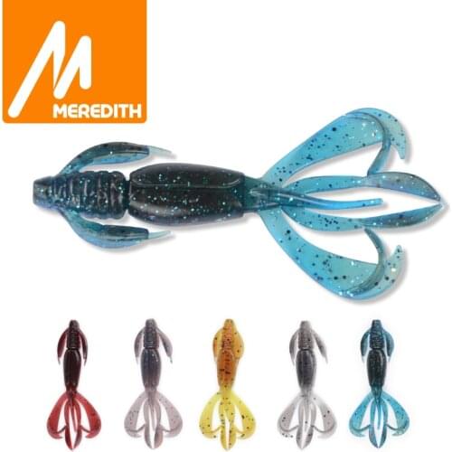 MEREDITH Fishing Lures Crazy Flapper 90mm/6.1g 10pc/Lot Craws Soft Lures Fishing Soft Bait Shrimp Bass Bait Peche Gear