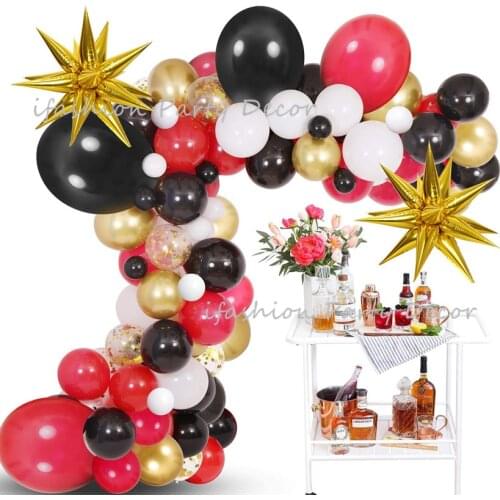 Black White Red Balloon Garland Gold Water Drop Cone Foil Balloons Ideal for Casino Card Night Poker Las Vegas Party Decorations