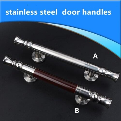 Modern simple stainless steel unfold install wooden door handles Sliding door double acting door doorhandles pulls 295MM