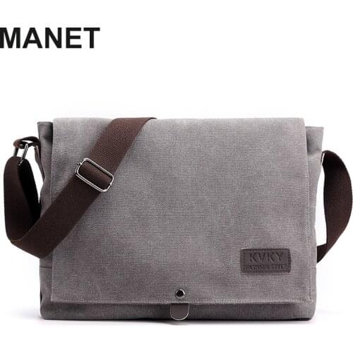 MANET Canvas Mens Briefcase Medium Crossbody Shoulder Messenger Bags Man Business Bag Casual Solid Multi Function Portable Bags
