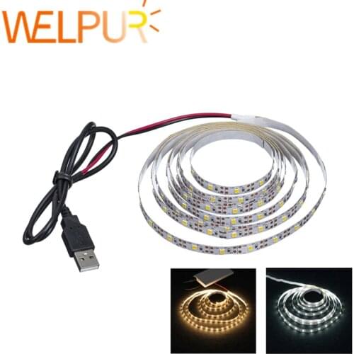 WELPUR battery 5V USB LED Strip 2835 DC LED Light Flexible 50CM 1M 2M 3M 5M white warm For TV Background Lighting Night light