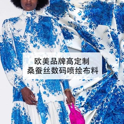 140 cm width stretch satin printed polyester material fashion womens clothing printed fabric cloth for dress by the meter