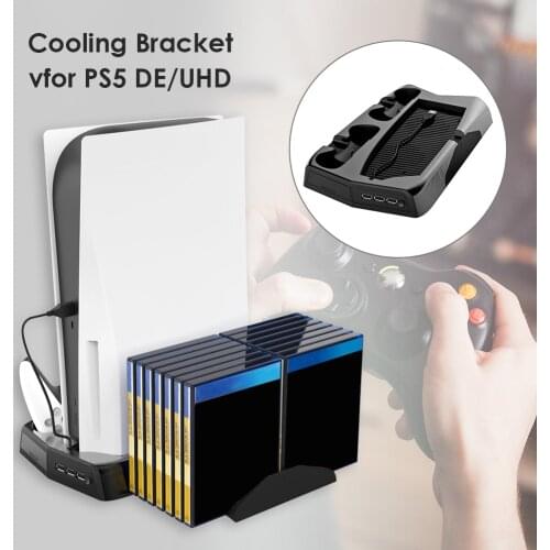 Vertical Stand Office Caring Computer Supplies for PS5 /Digital Edition with Cooling Fan Dual Controller Charger for SONY PS5