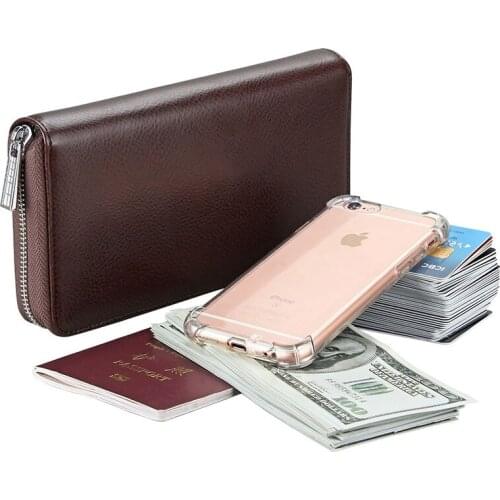 RFID Large capacity Card Wallet Women Fashion Accordion Card Holder Purse Luxury Genuine Leather Zipper Card Cover Clutch Bag