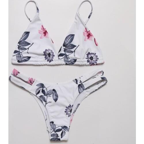 Women Floral Printed Sexy Bikini Set 2 Pieces Swimsuit Bathing Suit