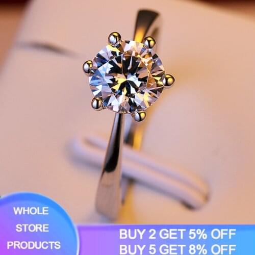 YANHUI Pure 925 Sterling Silver Jewelry Wedding Engagement Rings For Women Top Quality Luxury 6x6mm Lab Diamond Ring Size 4-10