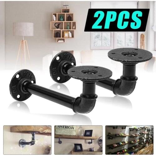 1/2Pcs Black Iron Industrial Pipe Shelf Bracket Holder Rack L Bracket Vintage Retro Wall Floating Shelf Home Decor Storage Holde