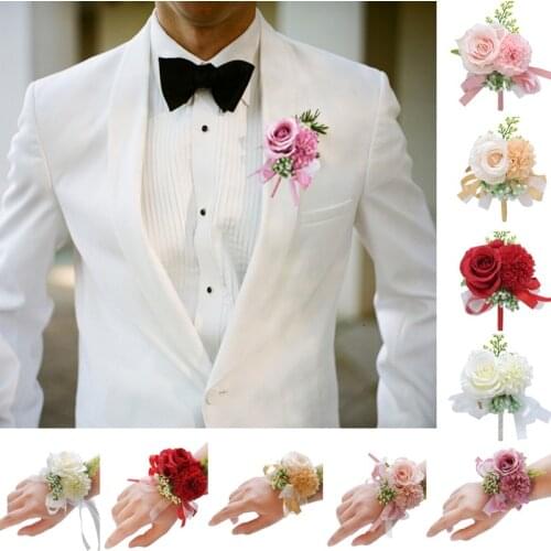 1Pcs Groom Rose Boutonniere Corsage Wrist Flower Silk Flower Bridesmaid Beautiful Gifts Party Wedding Jewelry