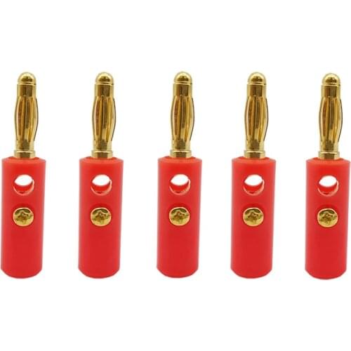 100Pcs 4mm Banana Plug for Wire Speaker Audio Connector Banane Male Plugs Adapter 4mm Banano Cable Connectors Gold Plated