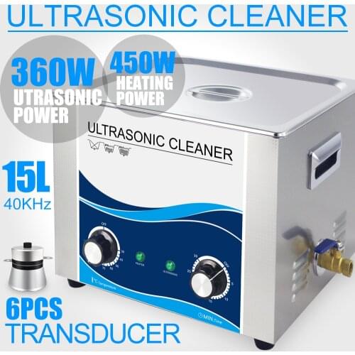 15L 360W Ultrasonic Cleaner Bath Heater Degas Semiwave Multi-Feature 40KHZ Glassware Lab Parts Car Motor PCB Hardware Casting