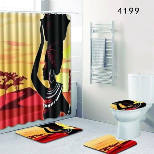 4pcs/lot Bathroom Non-Slip Anti Slip Pedestal Rug Lid Toilet Cover Carpet Bath Mat 180*180cm Shower Curtain Cover Floor Rugs