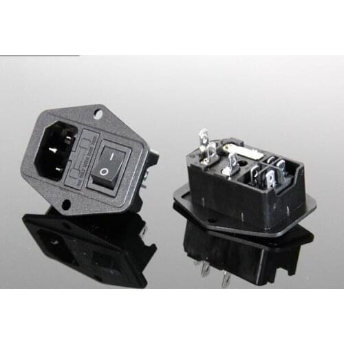 4Pin Black AC power socket socket with switch fuse switch fuse socket power supply socket