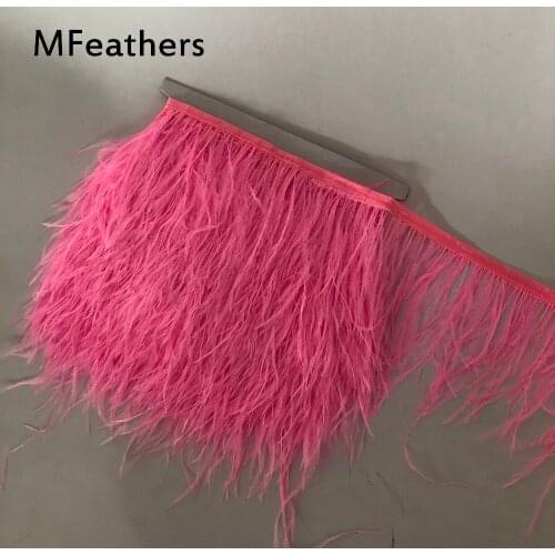 5meter 43 color Middel Pink ostrich feather Trimming height 8-10cm feathers ribbon for DIY wedding party dresss decoration craft
