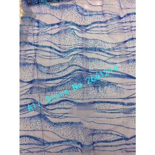 5yards wholesale Indian glued print glitter tulle mesh fabric super quality with sequinslace fabric for wedding dress