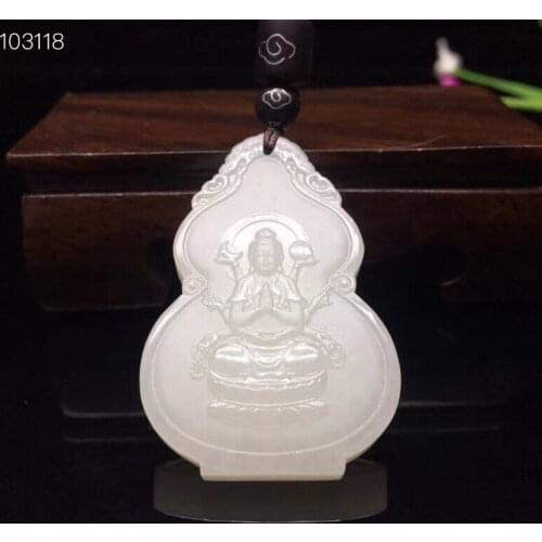 6773# Hetian white jade the eight patron saints Avalokitesvara (the zodiac mouse) old pit material, clean and delicate