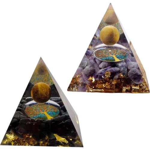 Aquamarine Crystal Orgone Pyramid Energy Generator Stress Relief Protection Quarts Stone Ornament