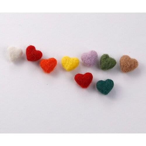 Free Shipping 30pcs/lot 14mm Handmade Wool Felt Heart Patch Sticker Girls Hair Jewelry Clip DIY Ornament Accessories material