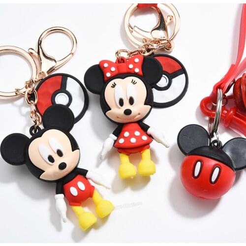 Disney Keychain Mickey Minnie Daisy PVC Soft Rubber Doll Key Chain Cute Bag Pendant Lovers Accessories Disney Car Accessories