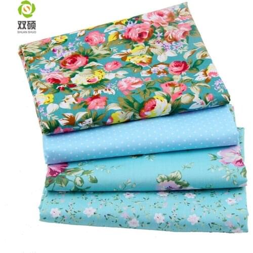 Bule Color Patchwork Cotton Fabric Fat Quaters Tilda Cloth Quilting Patchwork Fabrics For Sewing Doll Choth 12-25PCS/LOT 40*50CM