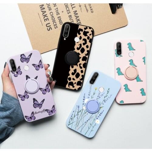 For Huawei P30 Lite New Edition Case Flower Soft Silicone Protective Coque For Huawei P30 Pro p30lite Magnetic Ring Holder Cover