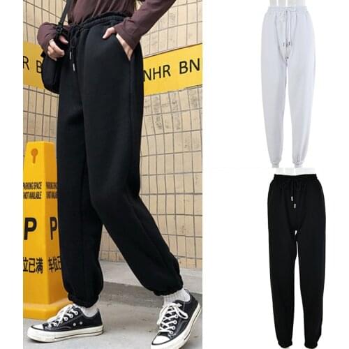 Black Sweatpants Women 2021 Autumn Thick New Baggy Fashion Oversize Sports Pants Ankle-length Trousers Female Joggers Streetwear