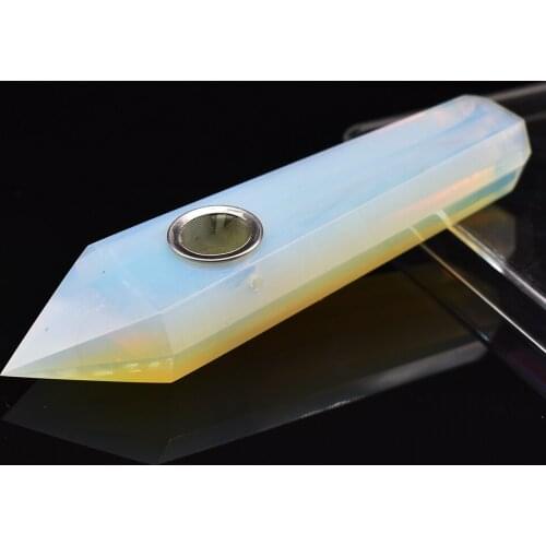 Home Decor Rose Quartz Healing Stones Hand Carved Stone Smoke Pipe with Natural Gem Crystal Quartz Handle