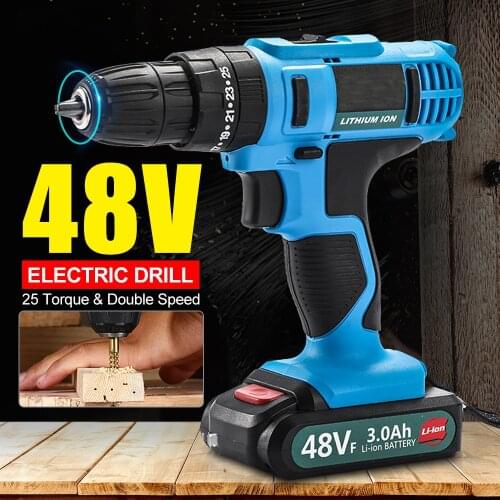 12V 48V Electric Drill Cordless Screwdriver Lithium Battery Mini Drill Cordless Screwdriver Power Tools Cordless Drill Drop Ship