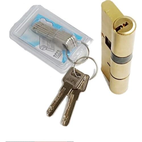Door Cylinder Biased Lock 65 70 80 90 115mm Cylinder AB Key Anti-Theft Entrance Brass Door Lock Lengthened Core Extended Keys