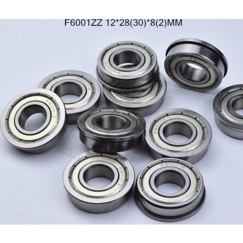 F6001ZZ 12*28(30)*8(2)MM 10pieces Flange bearing 6001 6001zz Metal sealed free shipping ABEC-5 chrome steel bearings hardware