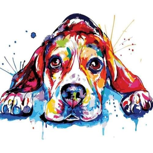 Cute Dog With Big Eyes Animal DIY Drawing Painting by Numbers Lage Size Picture on Wall Decoration Children Gift 40x50 50x65cm