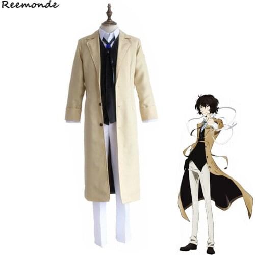 Anime Bungo Stray Dogs Cosplay Costumes Osamu Dazai Jackets Pants Full Set Uniform Synthetic Wigs Hair For Men Boys Clothing