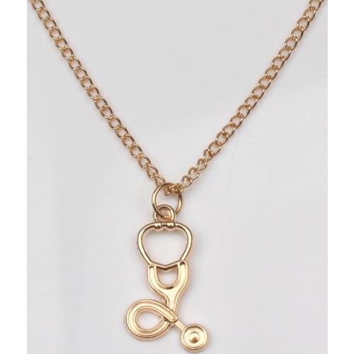 Medical Jewelry nurse Stethoscope necklace best nurse necklace gold charms student nurse Medical Women Gift doctor necklace